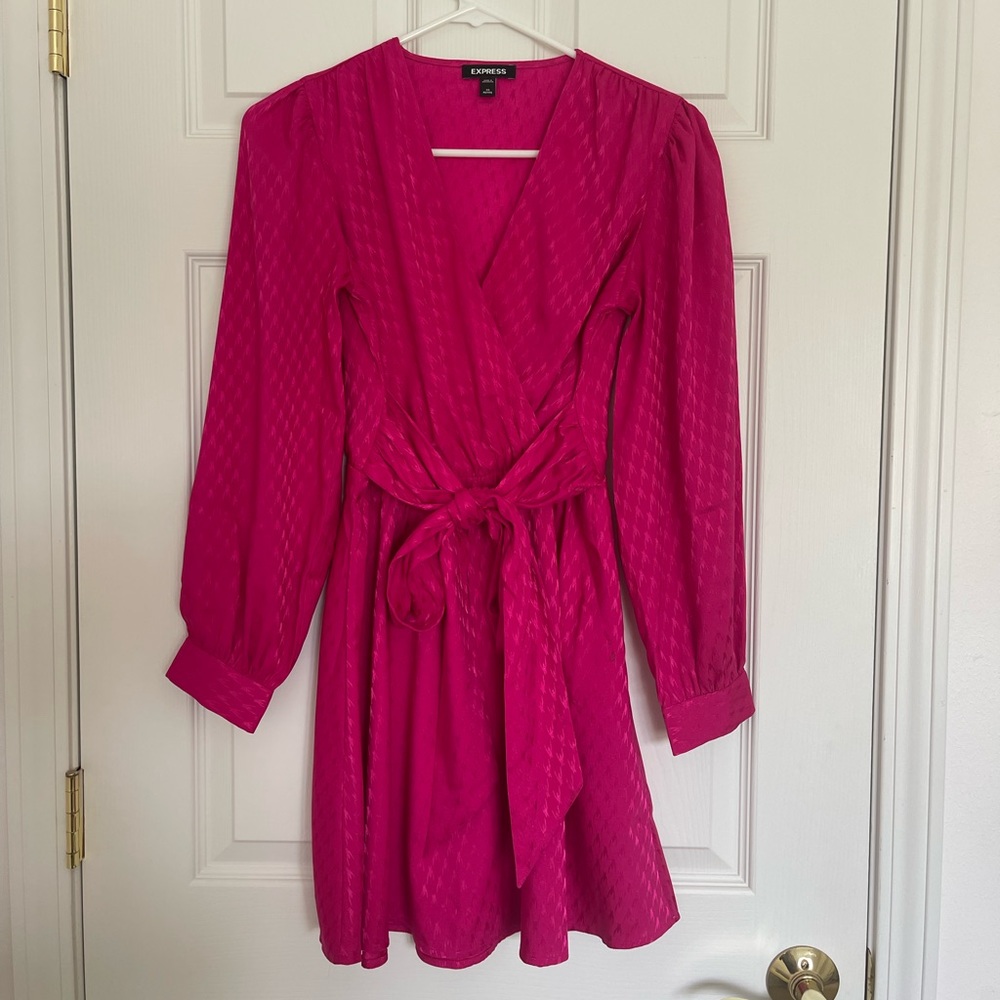 Satin Tie Waste Satin Wrap Dress - XS Express